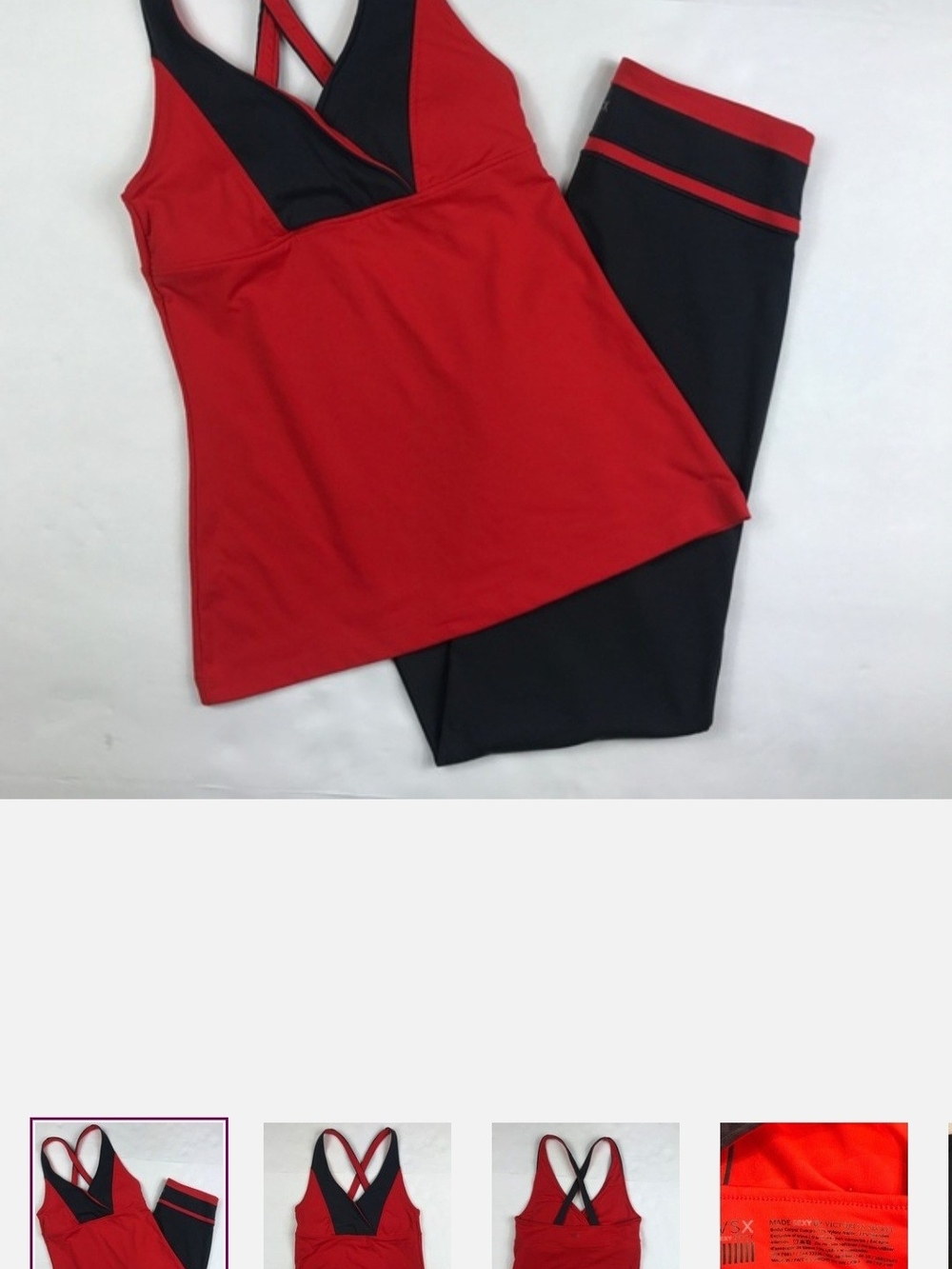 Victoria's Secret Red and Black Cross-Back Tank with Black Leggings
